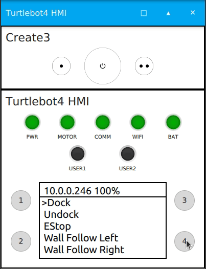 TurtleBot 4 Menu Controls