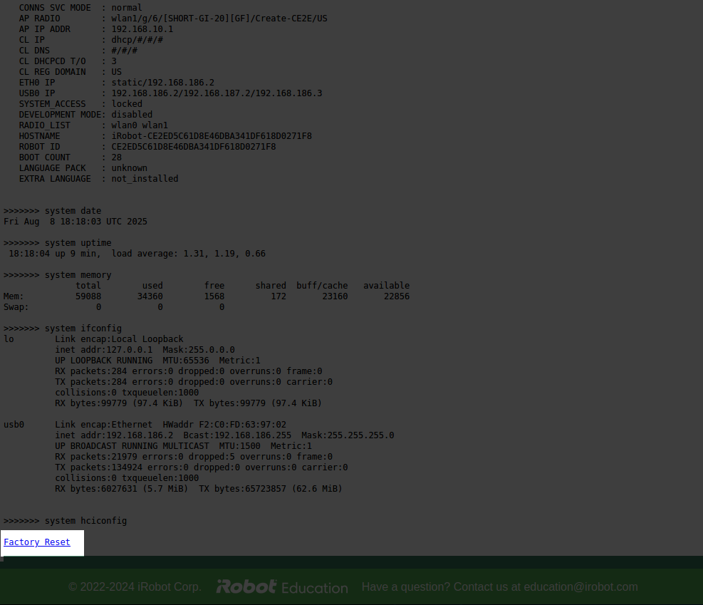 Factory reset link